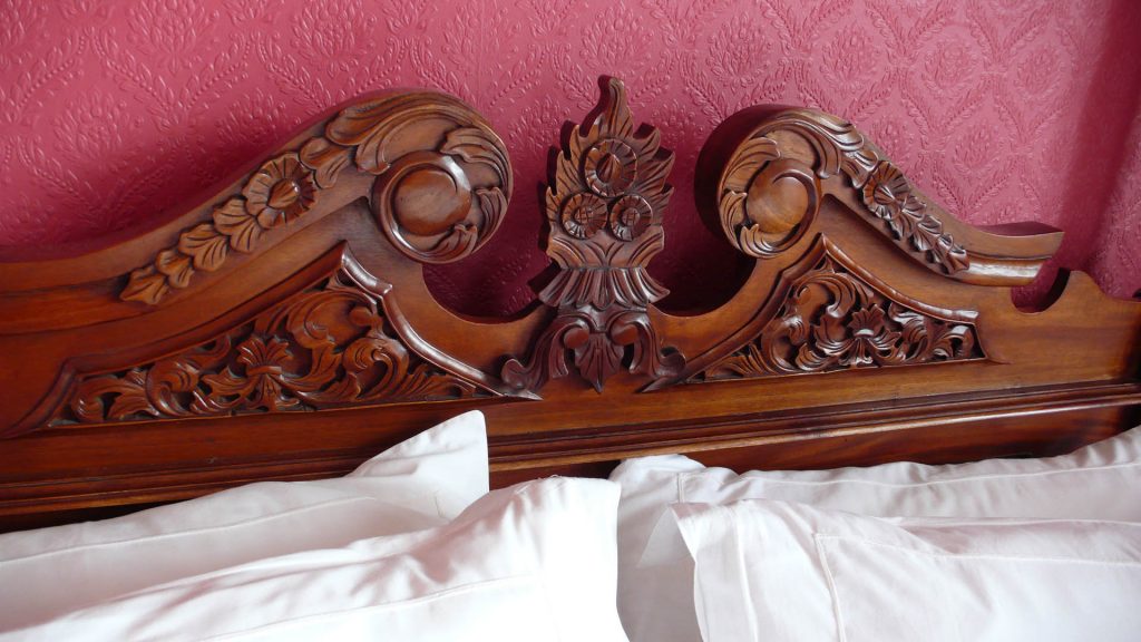 Headboard of the four poster bed, Old St. Michaels
